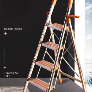 Portable Folding Staircase Heavy Duty Stainless Steel Step Anti-Slip Mat Household Ladder 